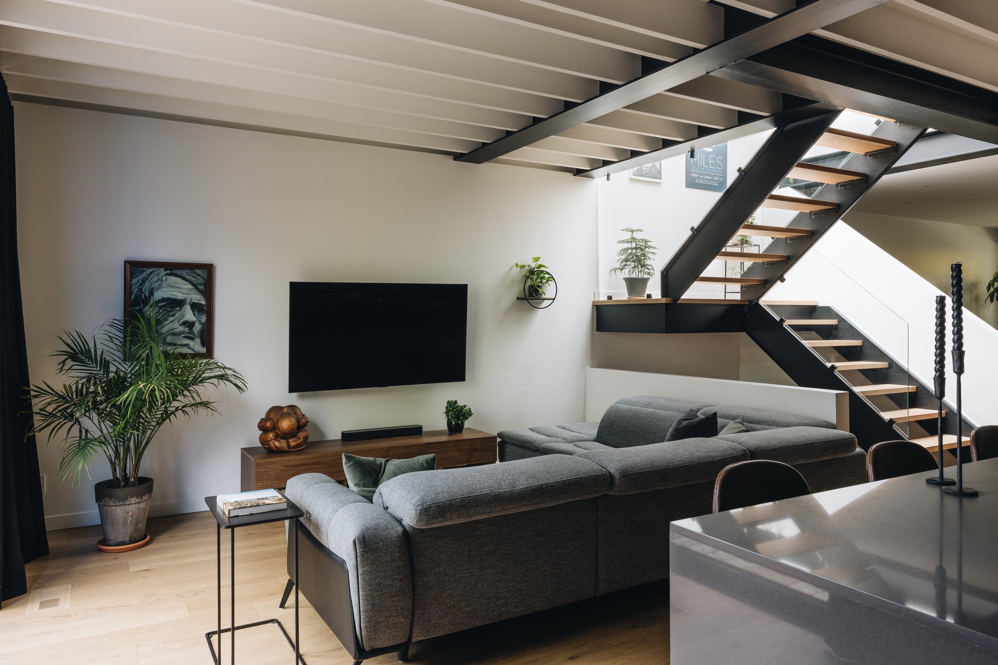 Photo of a basement living room